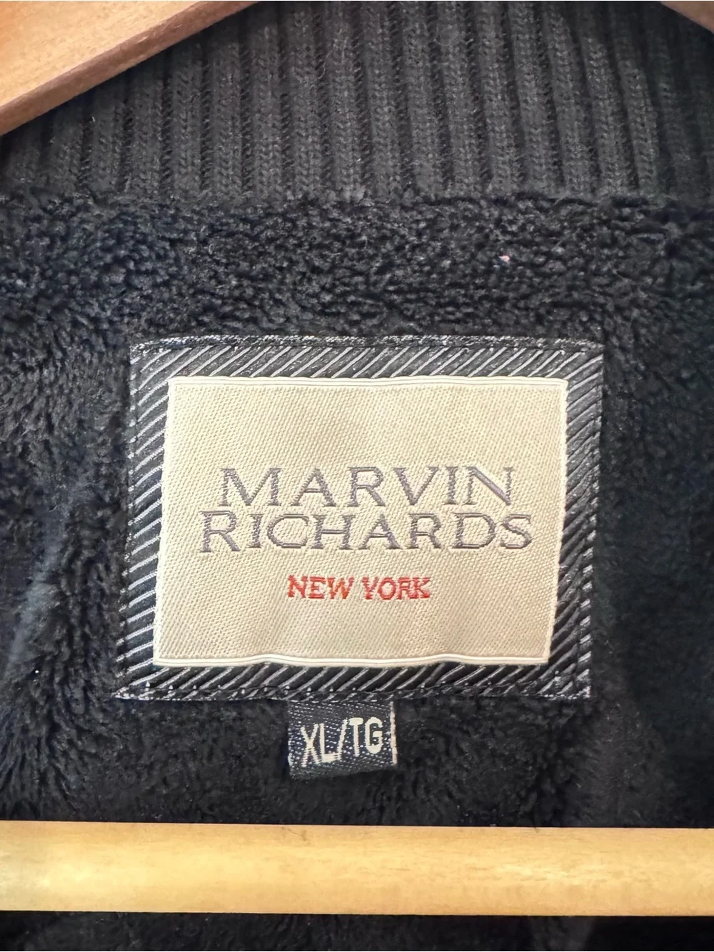 Marvin Richards Jacket Mens XL Black Fleece Lined Full Zip Bomber Casual